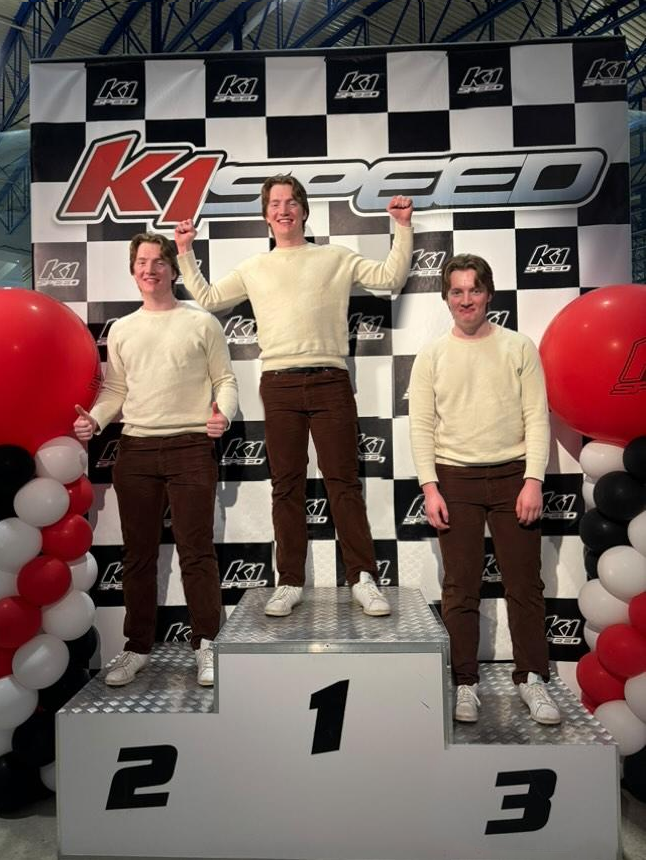 Michael Quick, photoshopped to be 1st, 2nd, and 3rd place on a podium.